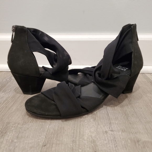 NEW Eileen FisherJoy Knotted Black Zip Sandals - Picture 2 of 5